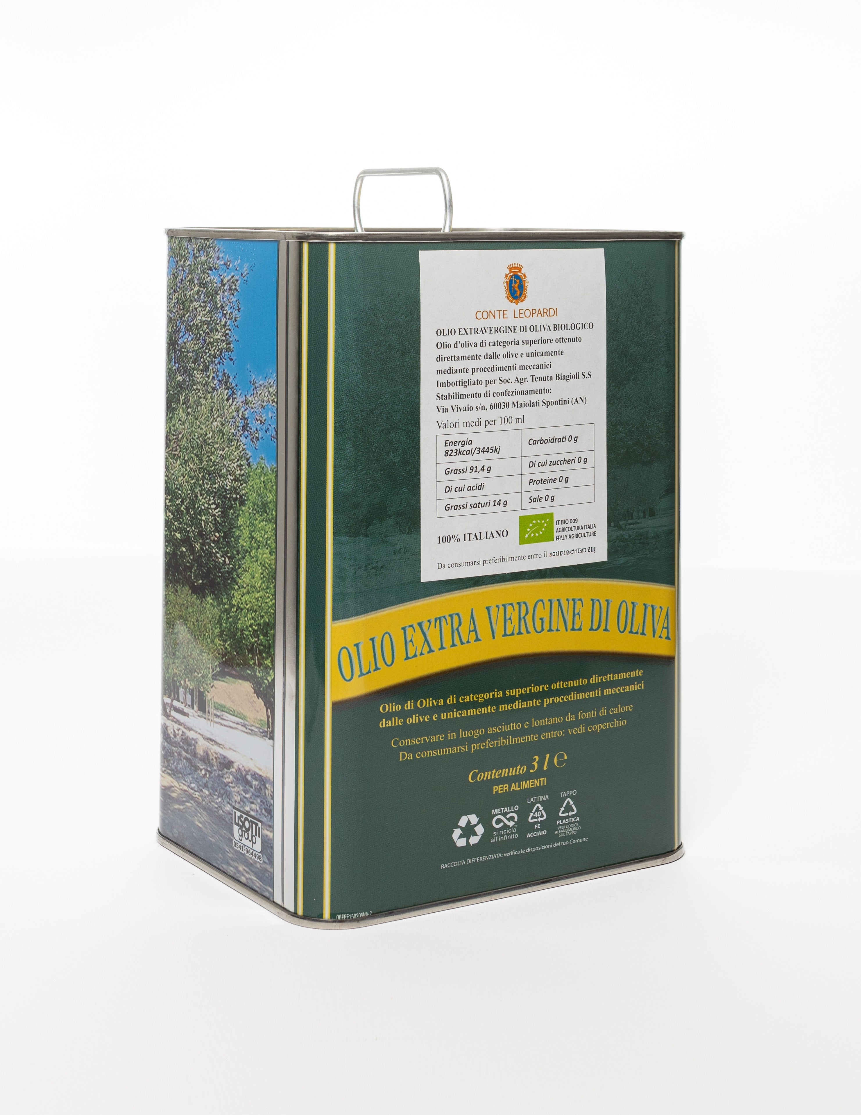 Organic Extra Virgin Olive Oil - 3l