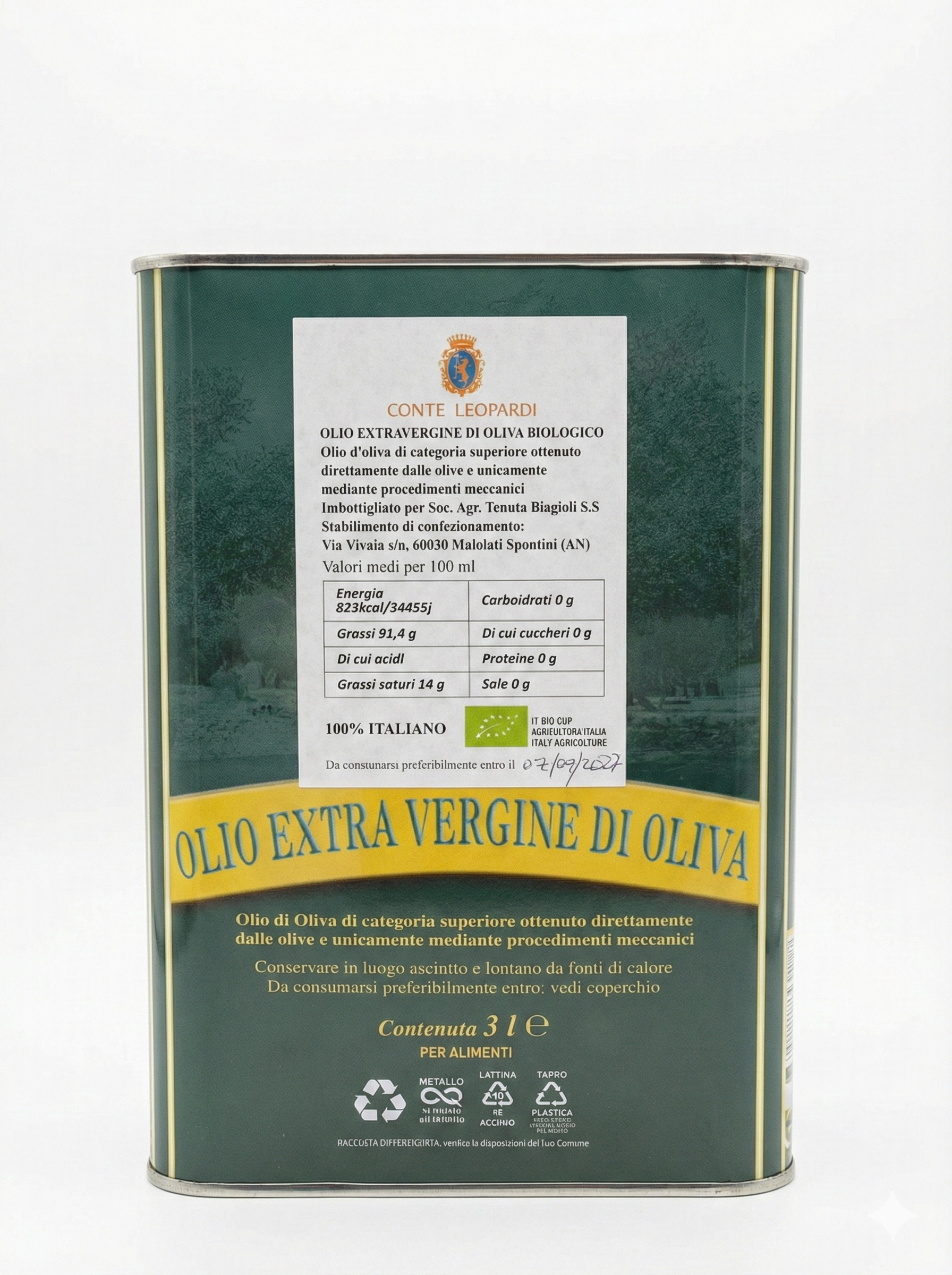 Olio Bio Extra Vergine D'Oliva - 3l